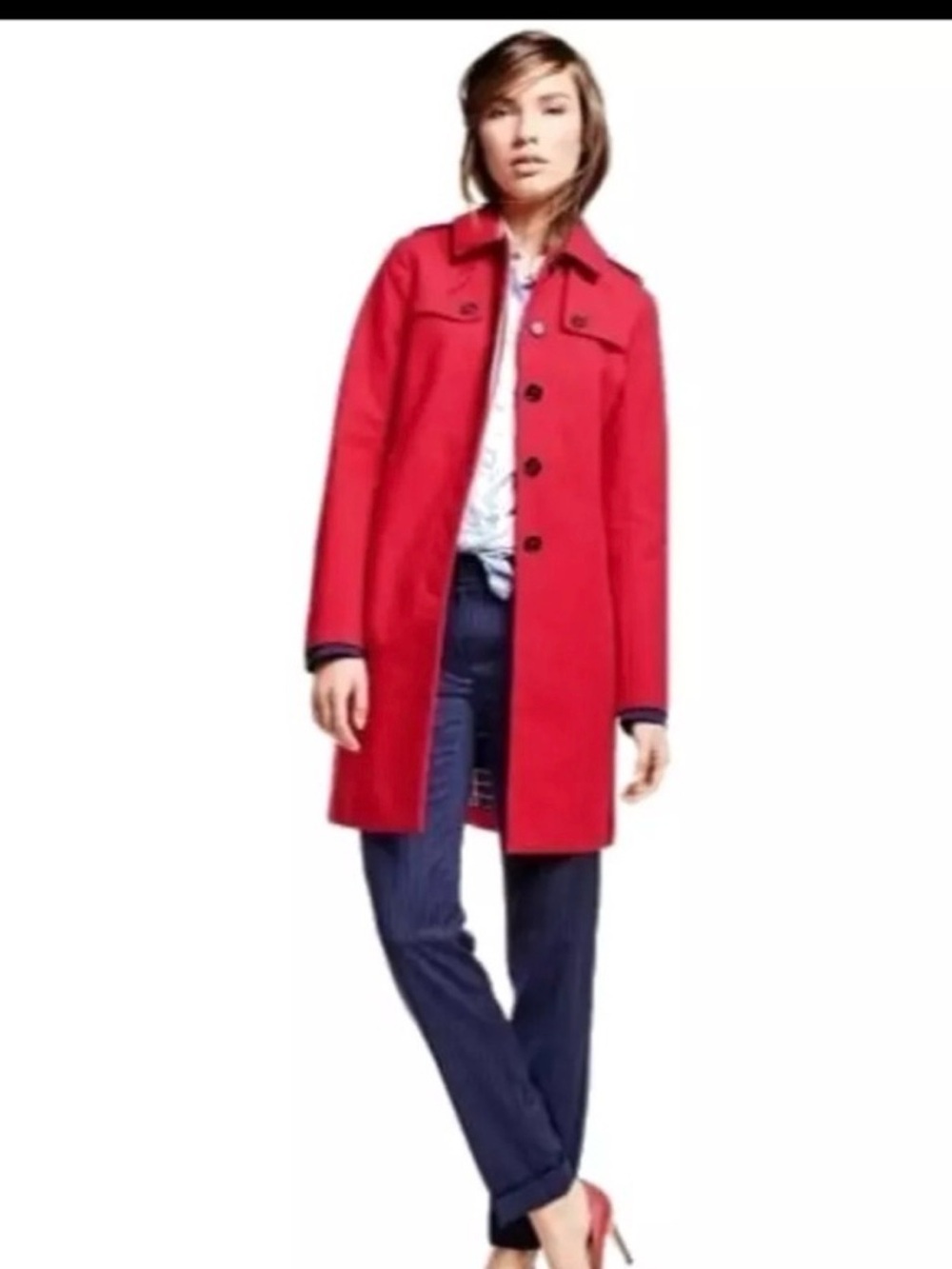 Brooks Brothers Red Button-Front Trench Coat